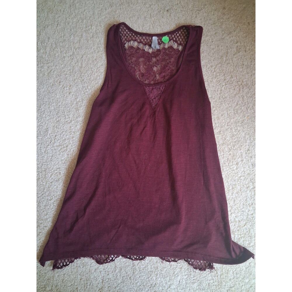 Vanity Essentials One Piece Bodysuit Lace Burgundy Women's Size M